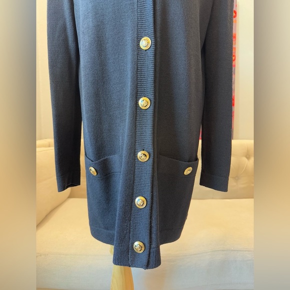 St. John Women’s Black Knit Long V-Neck 6 Buttons Front Cardigan M - Picture 3 of 12